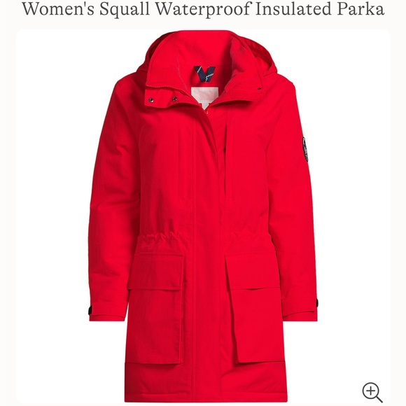 Lands End Women's Squall Insulated Waterproof Winter Parka Rich Red - Picture 2 of 8